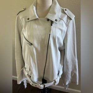 Nasty Gal Cream Leather Jacket